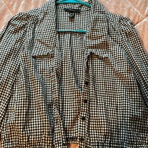 F21 B&W Plaid Button Down Shirt